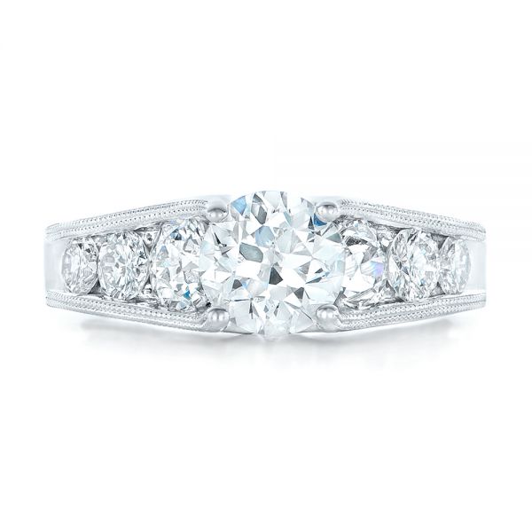 14k White Gold Custom Diamond Engagement Ring - Top View -  102762