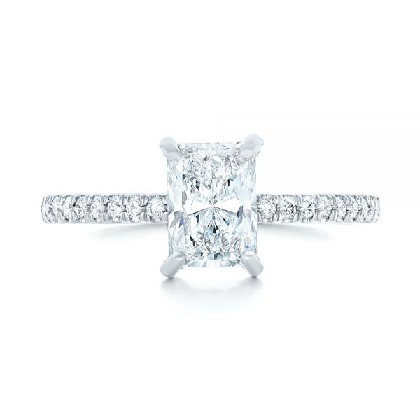 14k White Gold Custom Diamond Engagement Ring - Top View -  102856