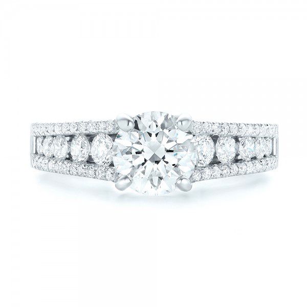 14k White Gold Custom Diamond Engagement Ring - Top View -  102886