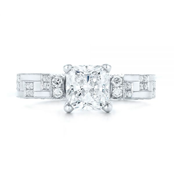 14k White Gold 14k White Gold Custom Diamond Engagement Ring - Top View -  102895