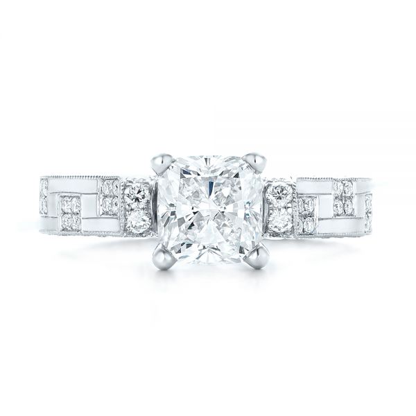 Platinum Custom Diamond Engagement Ring - Top View - 102895