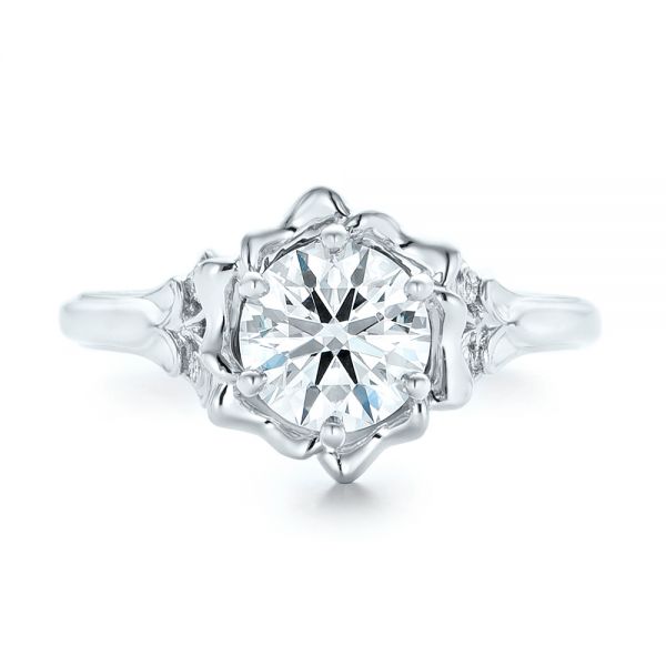 14k White Gold 14k White Gold Custom Diamond Engagement Ring - Top View -  102896