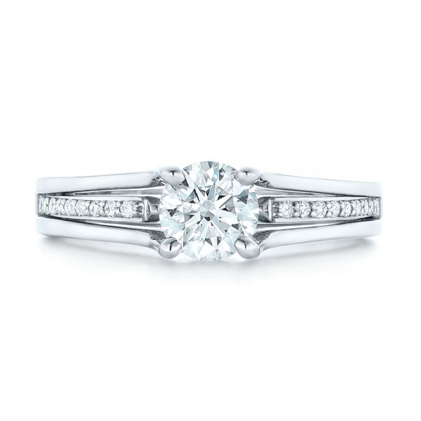 18k White Gold Custom Diamond Engagement Ring - Top View -  102903
