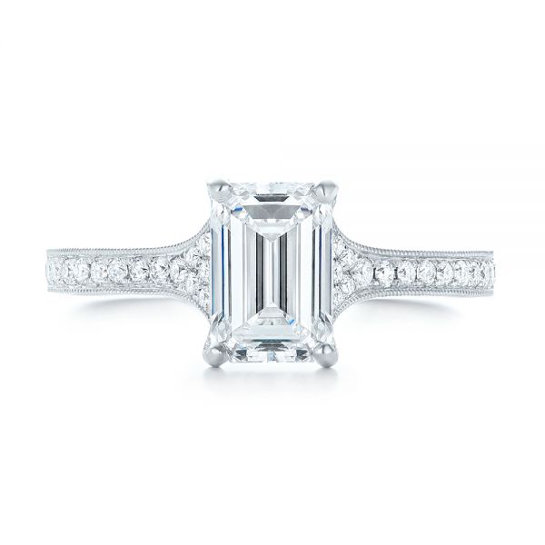 14k White Gold 14k White Gold Custom Diamond Engagement Ring - Top View -  102904