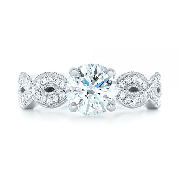 18k White Gold Custom Diamond Engagement Ring - Top View -  102905