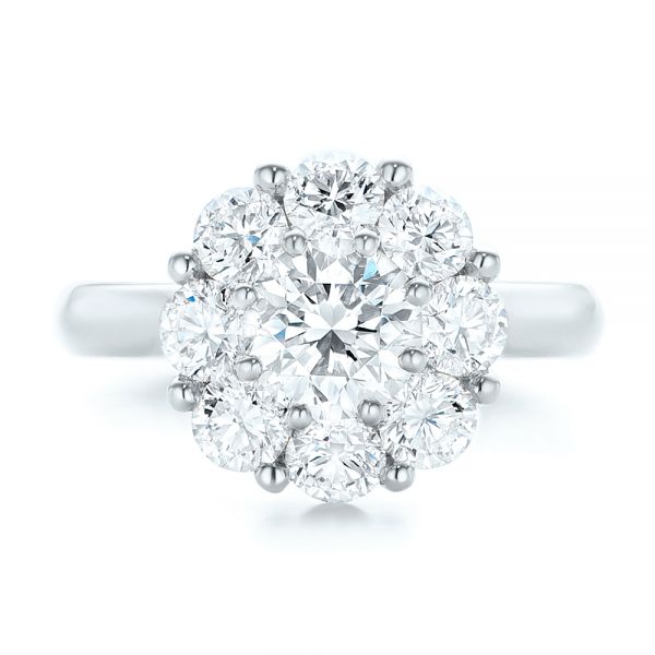 18k White Gold 18k White Gold Custom Diamond Engagement Ring - Top View - 102927