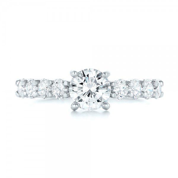 18k White Gold 18k White Gold Custom Diamond Engagement Ring - Top View -  102955
