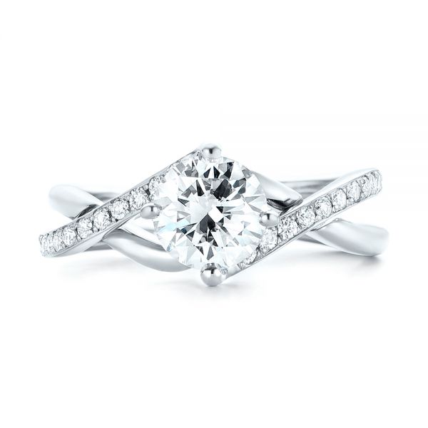 14k White Gold 14k White Gold Custom Diamond Engagement Ring - Top View -  102969