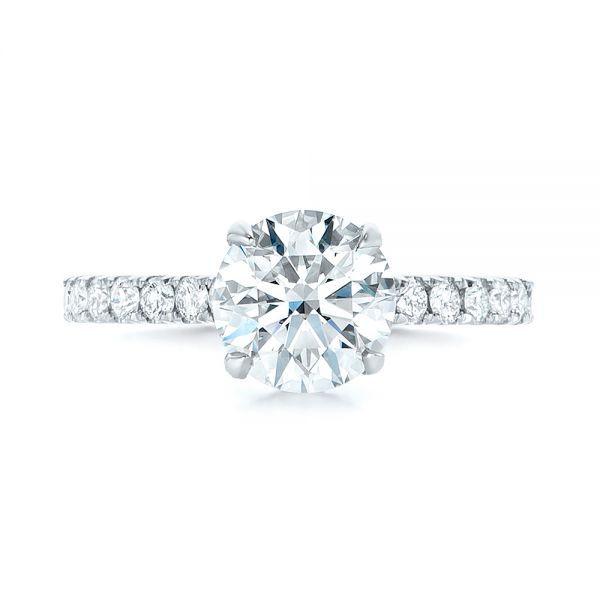 14k White Gold 14k White Gold Custom Diamond Engagement Ring - Top View -  102995
