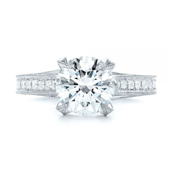 18k White Gold 18k White Gold Custom Diamond Engagement Ring - Top View -  103013