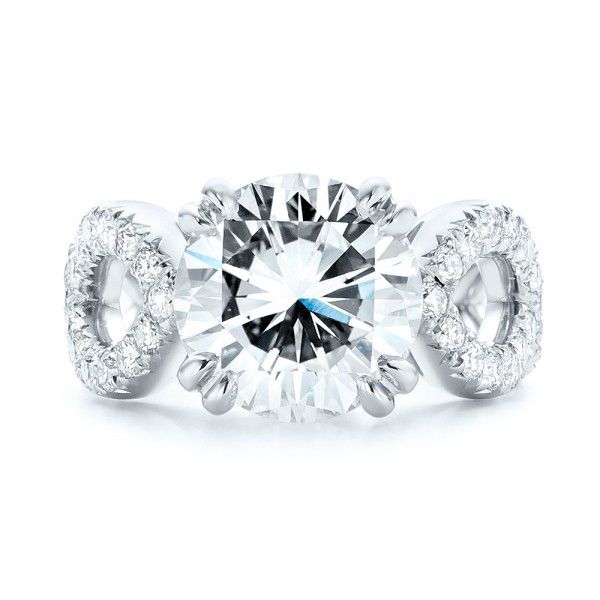 18k White Gold 18k White Gold Custom Diamond Engagement Ring - Top View -  103042