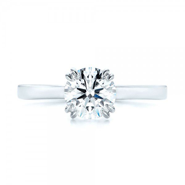 18k White Gold Custom Diamond Engagement Ring - Top View -  103057