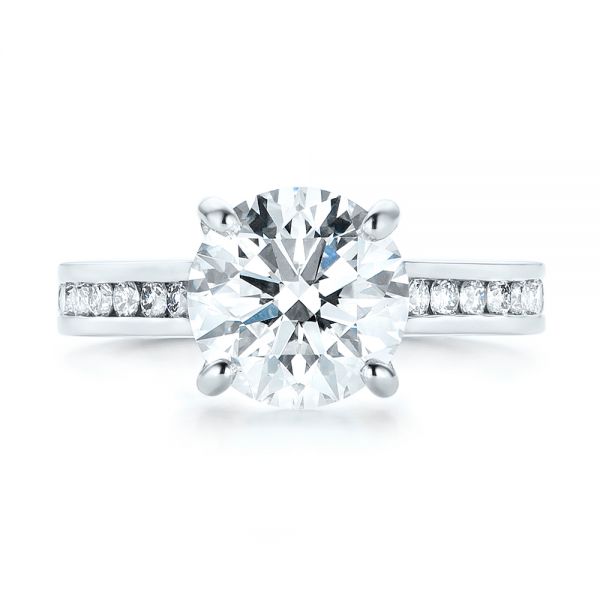 18k White Gold 18k White Gold Custom Diamond Engagement Ring - Top View -  103150