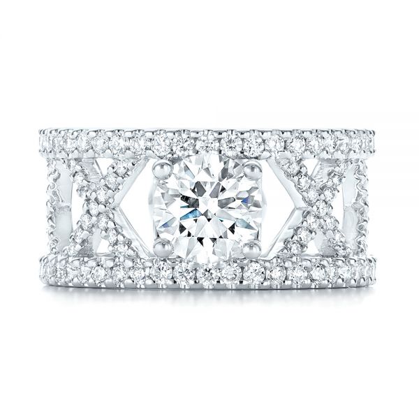 18k White Gold Custom Diamond Engagement Ring - Top View -  103215
