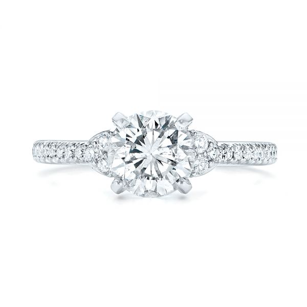 18k White Gold 18k White Gold Custom Diamond Engagement Ring - Top View -  103219