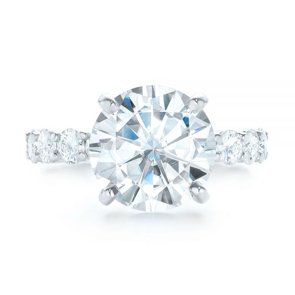 14k White Gold Custom Diamond Engagement Ring - Top View -  103336
