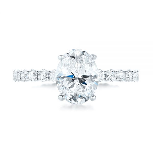 14k White Gold Custom Diamond Engagement Ring - Top View -  103355