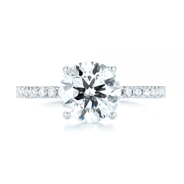 18k White Gold 18k White Gold Custom Diamond Engagement Ring - Top View -  103369