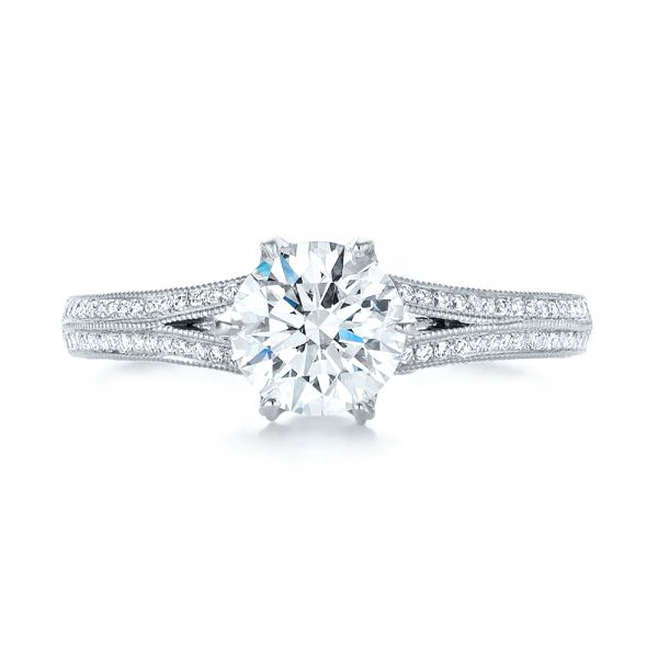 14k White Gold 14k White Gold Custom Diamond Engagement Ring - Top View -  103428