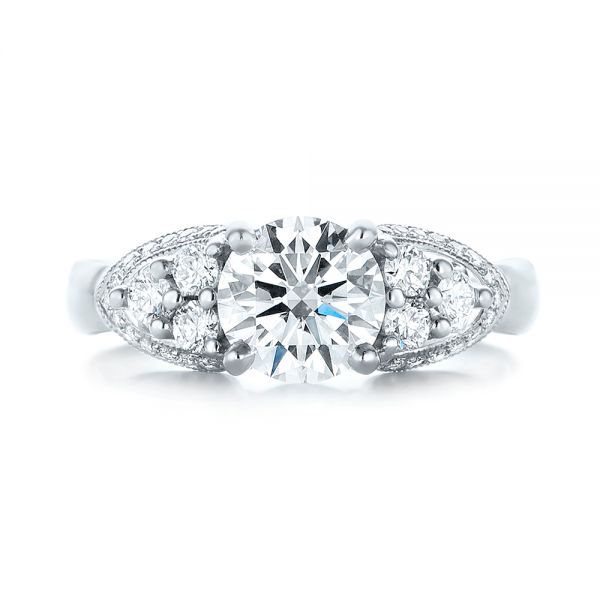 14k White Gold 14k White Gold Custom Diamond Engagement Ring - Top View -  103519