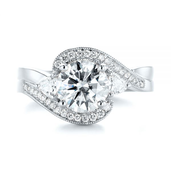 14k White Gold 14k White Gold Custom Diamond Engagement Ring - Top View -  104262