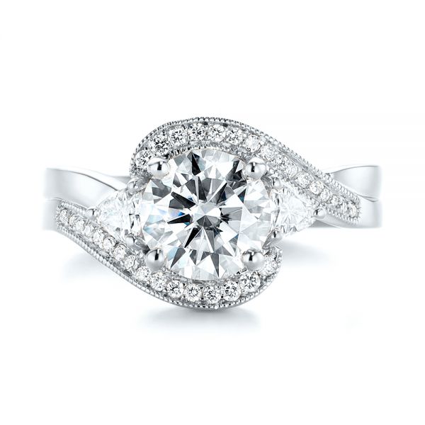 Platinum Platinum Custom Diamond Engagement Ring - Top View - 104262