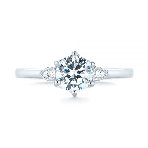 18k White Gold 18k White Gold Custom Diamond Engagement Ring - Top View -  104329