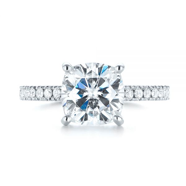 14k White Gold Custom Diamond Engagement Ring - Top View -  104401