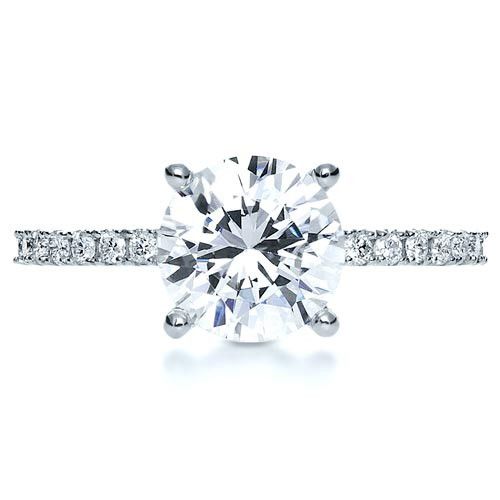14k White Gold Custom Diamond Engagement Ring - Top View -  1104
