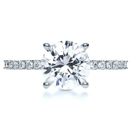 14k White Gold Custom Diamond Engagement Ring - Top View - 1104