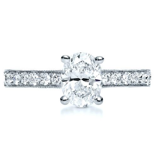 14k White Gold 14k White Gold Custom Diamond Engagement Ring - Top View -  1107