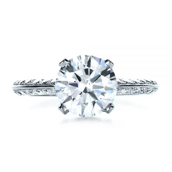 18k White Gold 18k White Gold Custom Diamond Engagement Ring - Top View -  1164