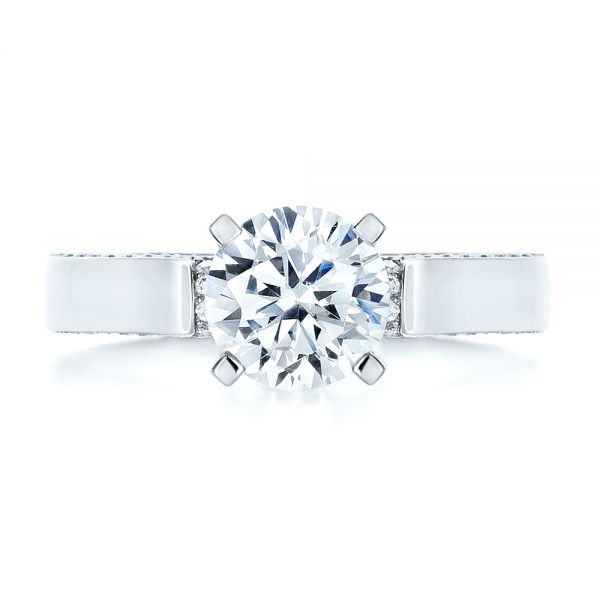18k White Gold Custom Diamond Engagement Ring - Top View -  1259