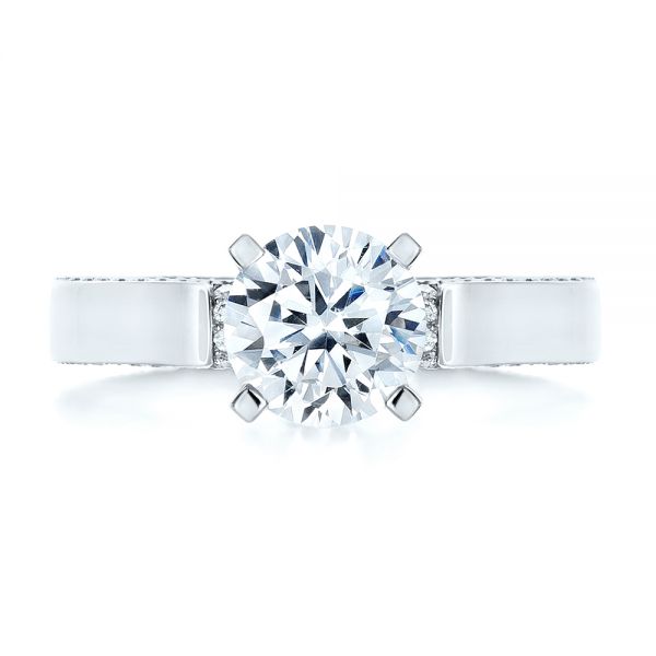 18k White Gold Custom Diamond Engagement Ring - Top View - 1259