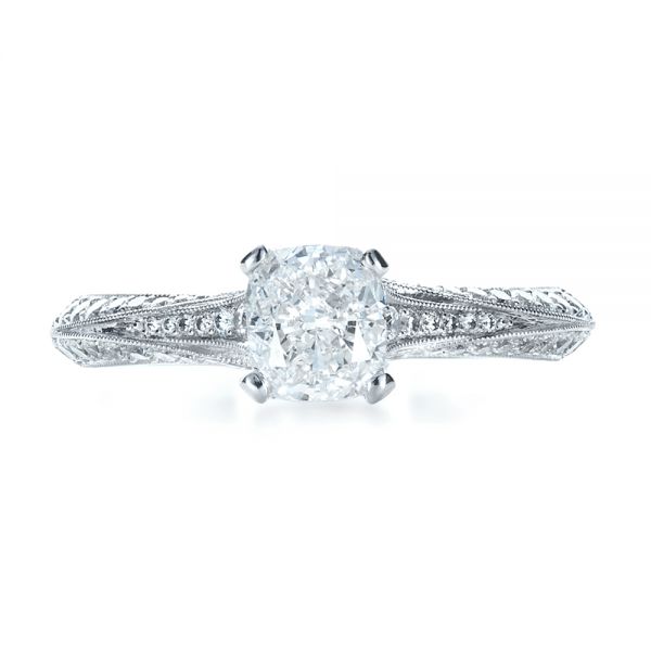 18k White Gold 18k White Gold Custom Diamond Engagement Ring - Top View -  1268