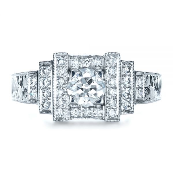 18k White Gold 18k White Gold Custom Diamond Engagement Ring - Top View -  1346