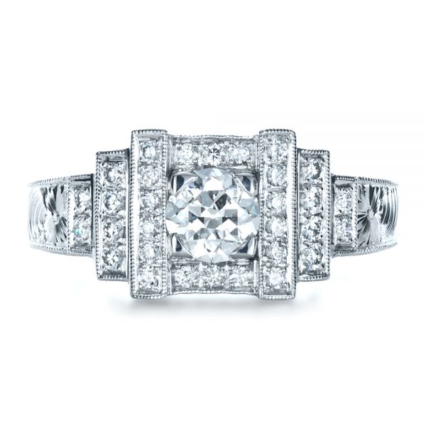 14k White Gold Custom Diamond Engagement Ring - Top View - 1346