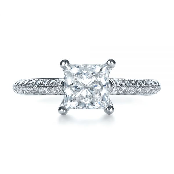 Platinum Custom Diamond Engagement Ring - Top View - 1402