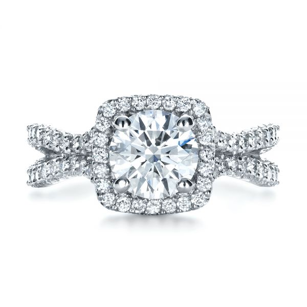 Platinum Custom Diamond Engagement Ring - Top View - 1407