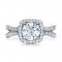  Platinum Custom Diamond Engagement Ring - Top View -  1407 - Thumbnail
