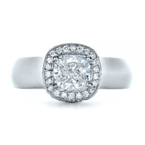 18k White Gold 18k White Gold Custom Diamond Engagement Ring - Top View -  1408