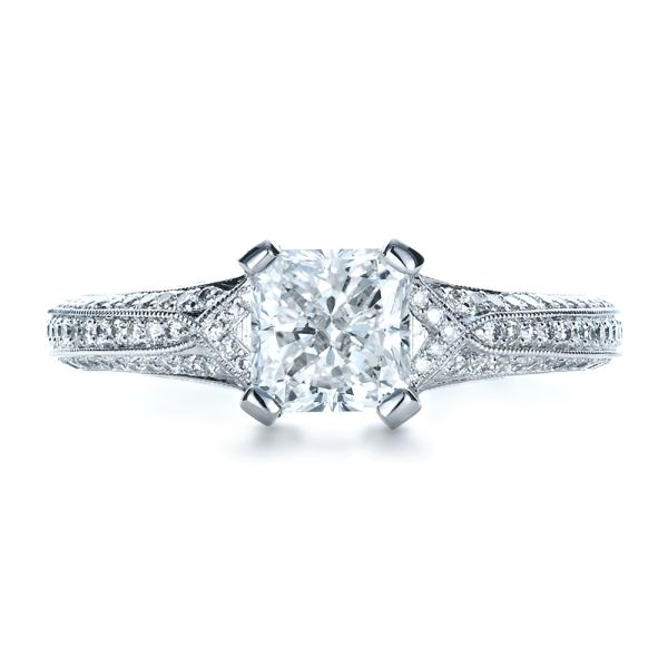 14k White Gold 14k White Gold Custom Diamond Engagement Ring - Top View - 1410