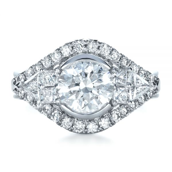 18k White Gold 18k White Gold Custom Diamond Engagement Ring - Top View -  1414