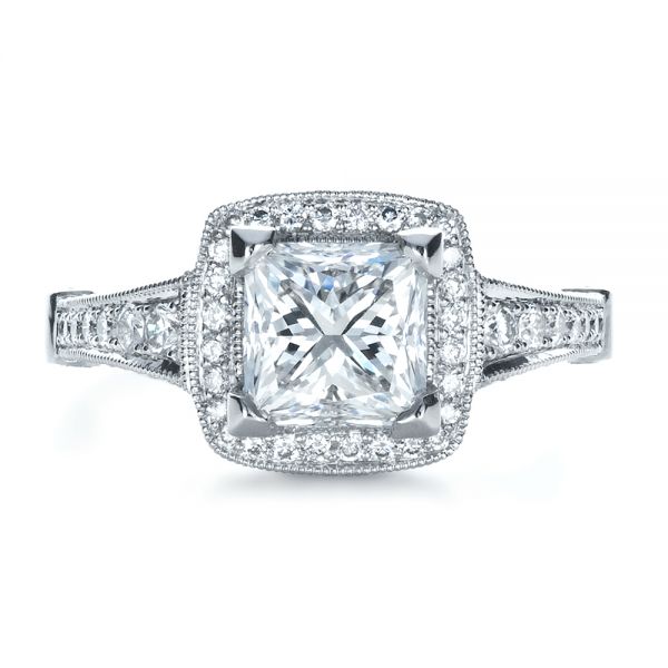 18k White Gold 18k White Gold Custom Diamond Engagement Ring - Top View -  1416