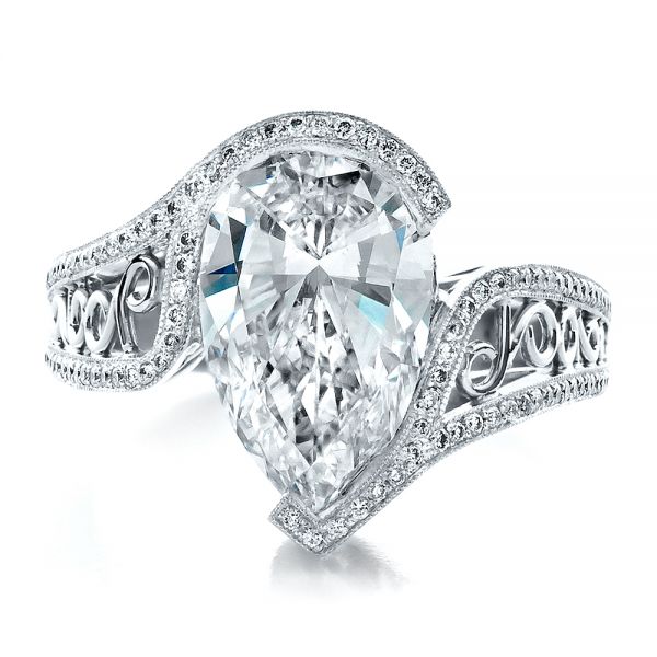 Platinum Custom Diamond Engagement Ring - Top View - 1442