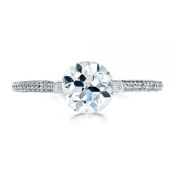 Platinum Custom Diamond Engagement Ring - Top View - 1443