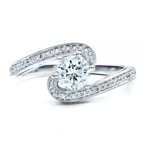 14k White Gold 14k White Gold Custom Diamond Engagement Ring - Top View -  1449