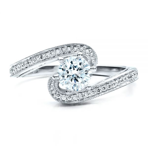 14k White Gold 14k White Gold Custom Diamond Engagement Ring - Top View - 1449