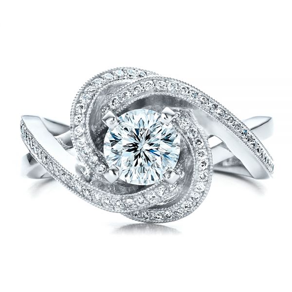 14k White Gold Custom Diamond Engagement Ring - Top View - 1476