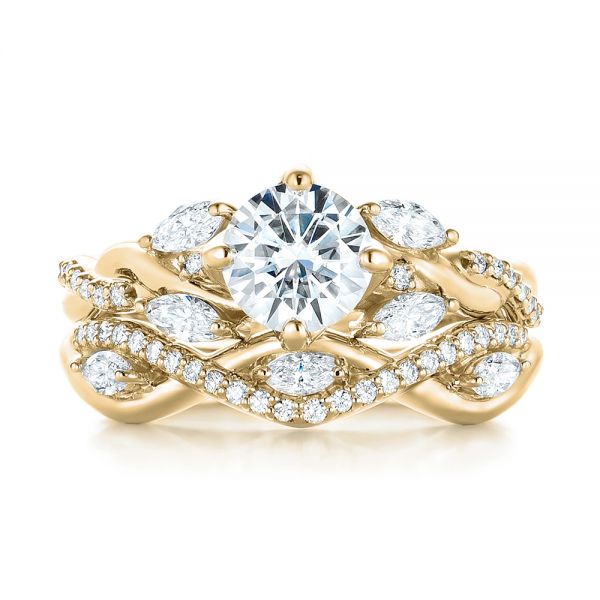 18k Yellow Gold 18k Yellow Gold Custom Diamond Engagement Ring - Top View - 103418